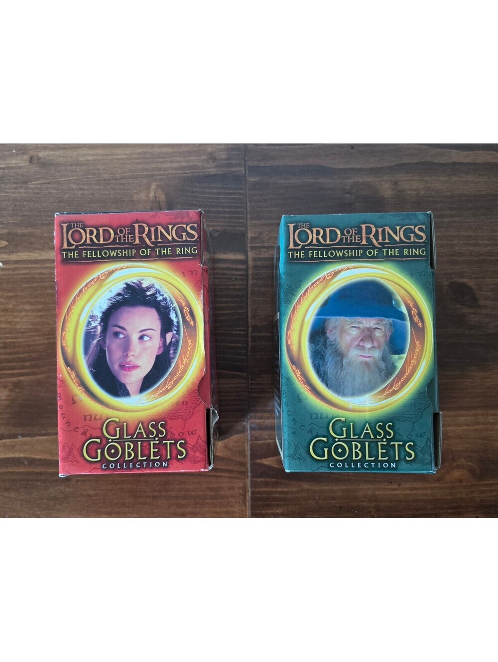 Vintage 2001 Lord of the Rings BK Glass Goblets Set of 2 Gandalf & Arwen,417